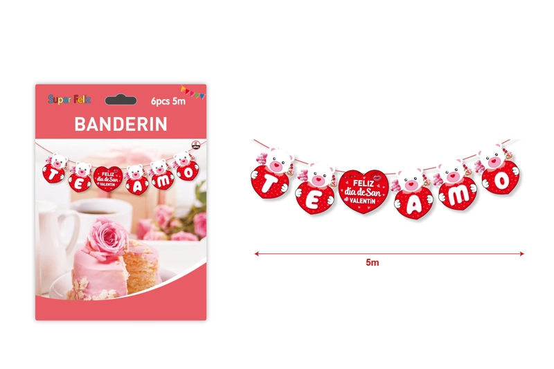 SAN VALENTIN BANDERIN FELIZ DIA DE SAN VALENTIN 5 M 6 PCS - 1