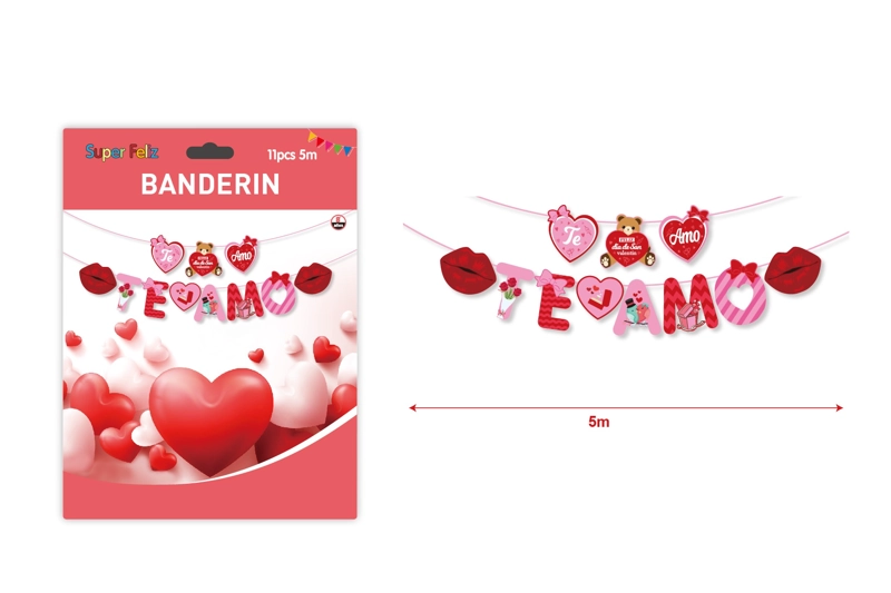 SAN VALENTIN BANDERIN TE AMO 5 M 11 PCS - 1