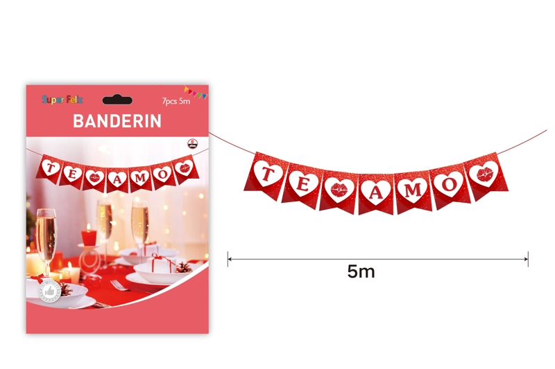 SAN VALENTIN BANDERIN TE AMO 5 M 7 PCS - 1