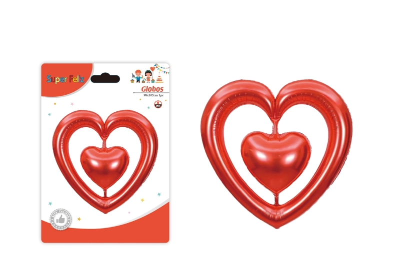 SAN VALENTIN GLOBO ROJO EN FORMA DE CORAZON 98 CM X 102 CM - 1