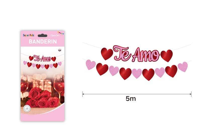 SAN VALENTIN BANDERIN TE AMO 5 M 13 PCS - 1