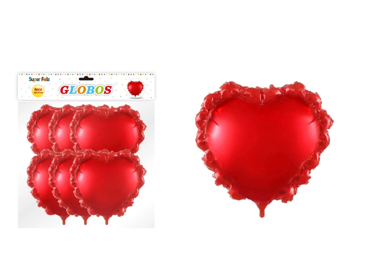 SAN VALENTIN GLOBO METALIZADO ROJO/CORAZON/38X37 CM/6 PCS - 1
