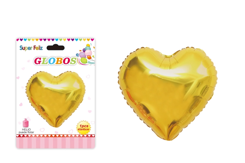 SAN VALENTIN GLOBO CON HELIO/DORADO/CORAZON/45 CM X 45 CM - 1
