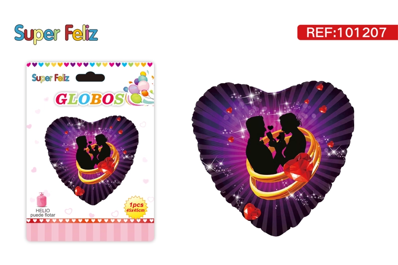 SAN VALENTIN GLOBO CON HELIO/MORADO/CORAZON/45 CM X 45 CM - 1