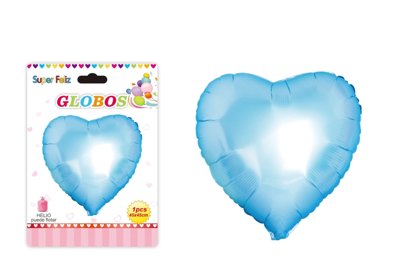 SAN VALENTIN GLOBO CON HELIO/AZUL METALIZADO/CORAZON/45 CM X 45 CM - 1