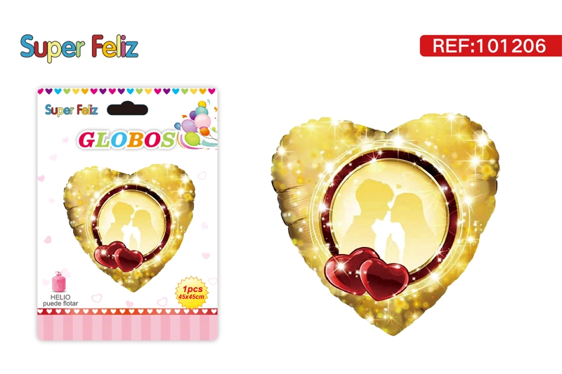 SAN VALENTIN GLOBO CON HELIO/DORADO/CORAZON/PAREJA/45 CM X 45 CM - 1