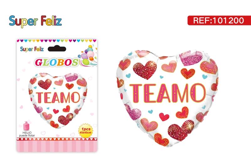SAN VALENTIN GLOBO CON HELIO/BLANCO/TE AMO/45 CM X 45 CM - 1