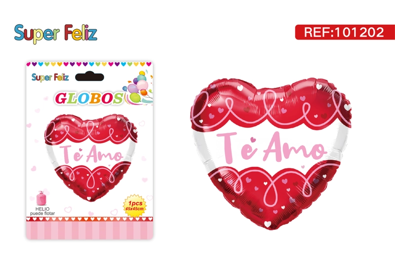 SAN VALENTIN GLOBO CON HELIO/ROJO Y BLANCO/CORAZON/TE AMO/45 CM X 45 CM - 1