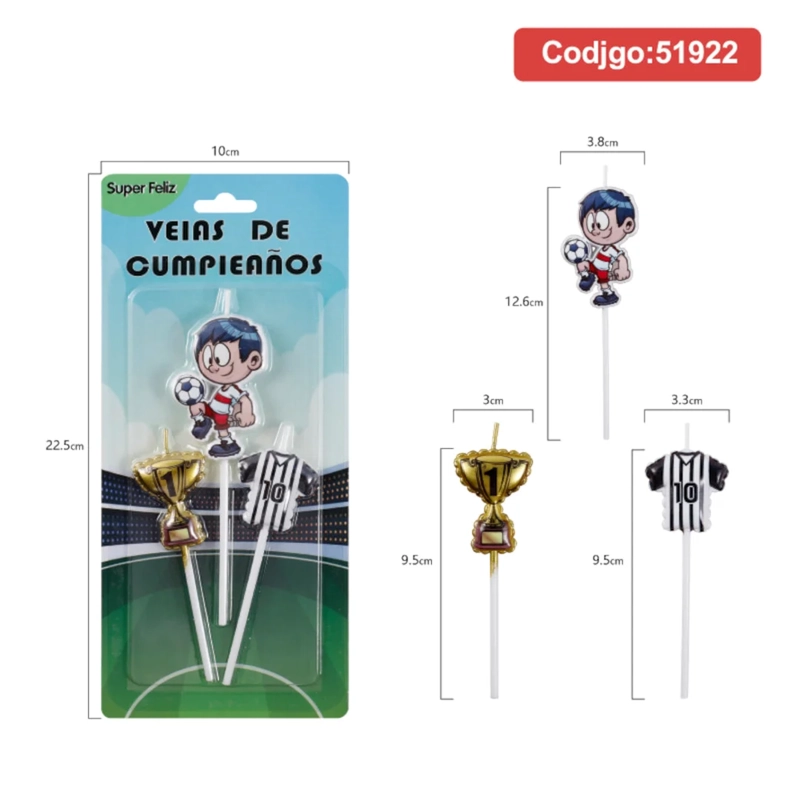 VELA CUMPLEAÑOS FUTBOL JUGADOR DE FUTBOL CAMISETA VERDE 51922 - 1