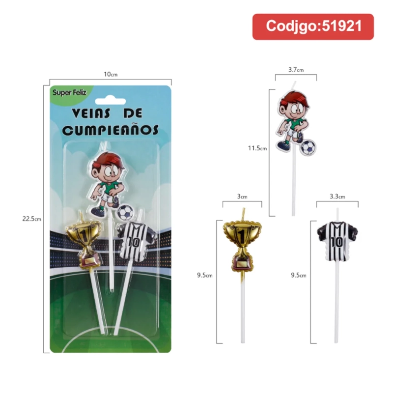 VELA CUMPLEAÑOS FUTBOL JUGADOR DE FUTBOL CAMISETA VERDE 51921 - 1
