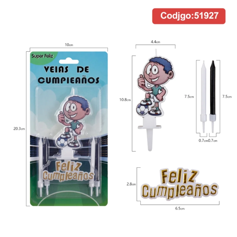 VELA CUMPLEAÑOS FUTBOL JUGADOR DE FUTBOL 51927 - 1