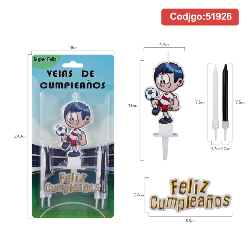 VELA CUMPLEAÑOS FUTBOL JUGADOR DE FUTBOL 51926 - 1