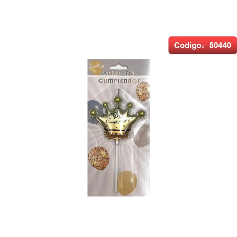 VELAS CORONA DORADA CON GEMAS DECORATIVAS 50440 - 1