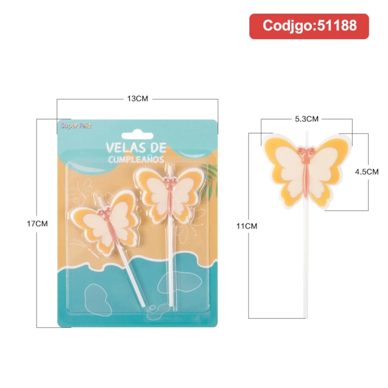 VELA CUMPLEAÑOS MARIPOSA COLOR AMARILLA 51188 - 1