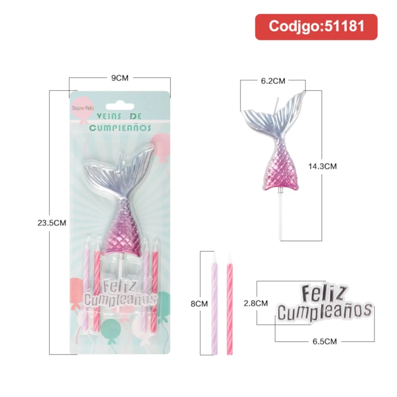 VELA CUMPLEAÑOS COLA DE SIRENA 51181 - 1