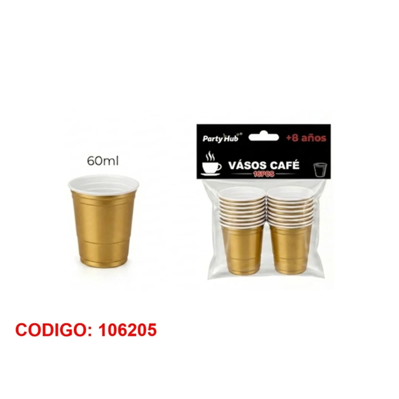 VASOS CUMPLEAÑOS 60ML COLOR DORADO 106205 - 1