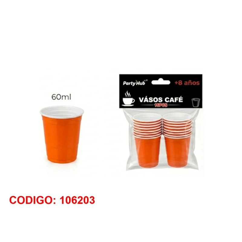 VASOS CUMPLEAÑOS 60ML COLOR NARANJA 106203 - 1