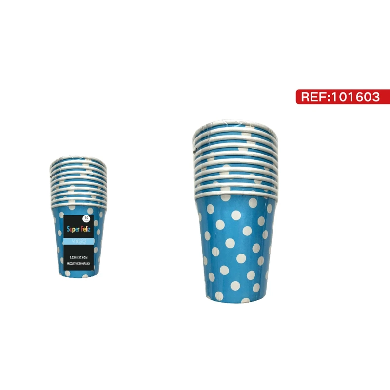 VASOS CELESTES A RAYAS Y PUNTOS BLANCOS 101603 - 1