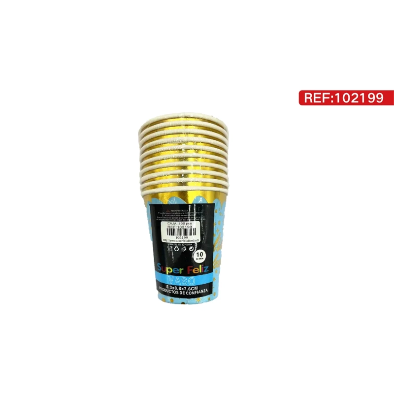 VASOS A RAYAS AZUL MARINO Y DORADO 102199 - 1