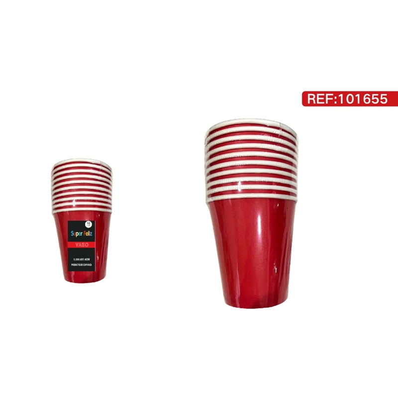 VASOS ROJOS METALIZADOS A RAYAS BLANCAS 101655 - 1