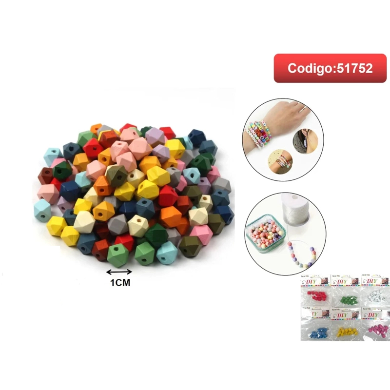 CUENTAS POLIGONALES DE SILICONA EN COLORES SURTIDOS 1CM 51752 - 1