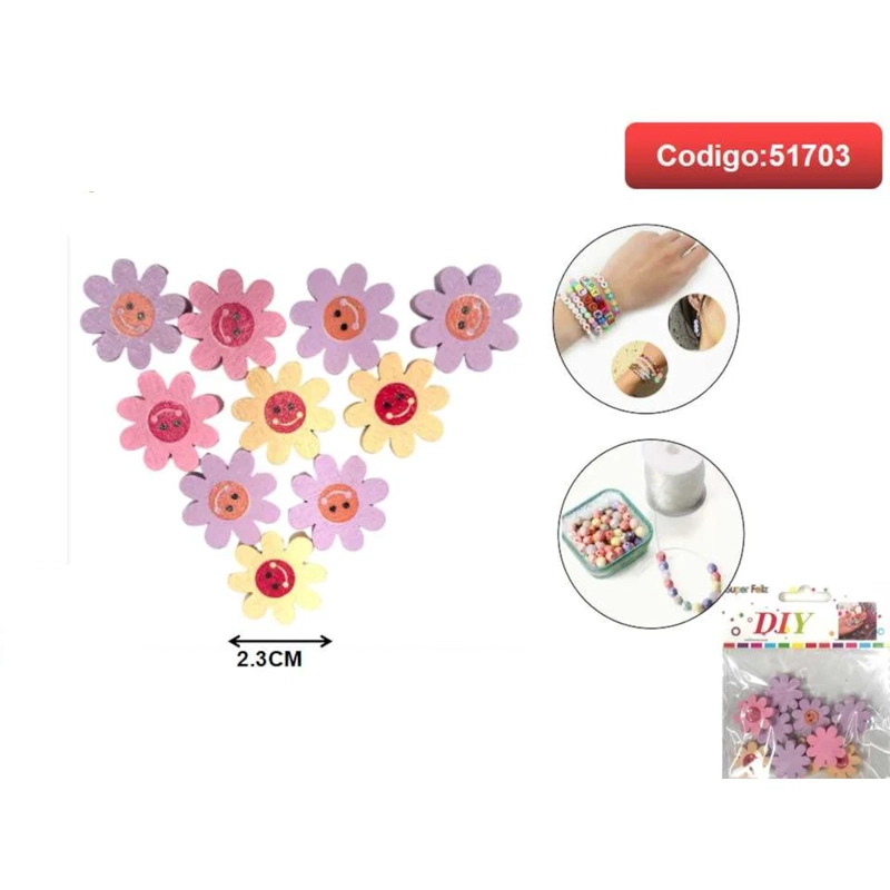 CUENTAS CON FORMA DE FLOR EN COLORES PASTEL 2.3CM 51703 - 1