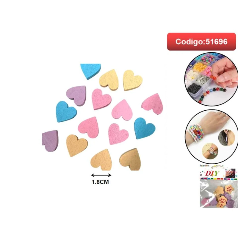 CORAZONES DE GOMA EVA EN COLORES PASTEL 1.8CM 51696 - 1