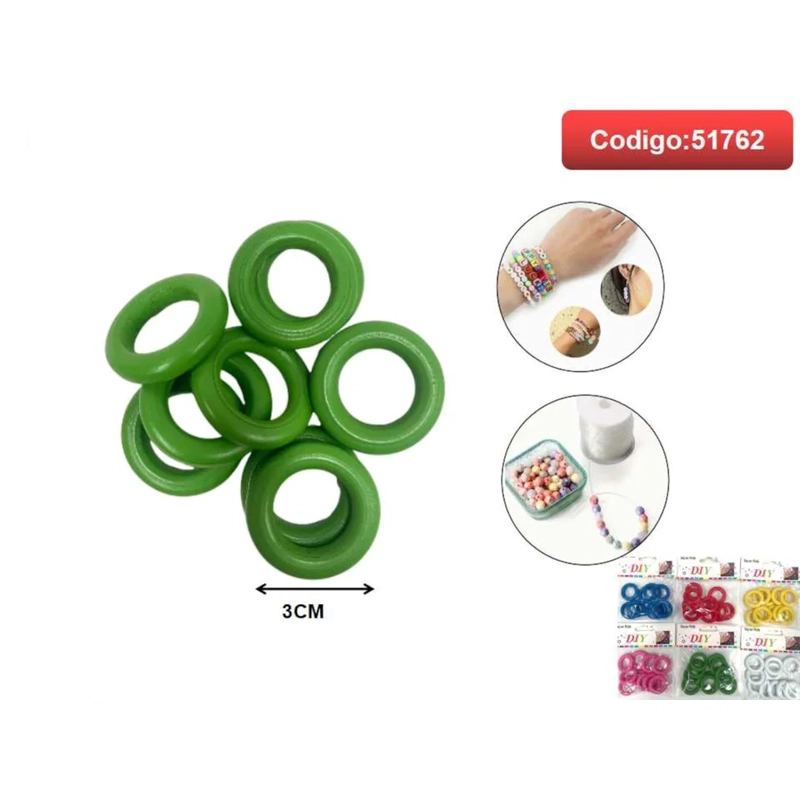 AROS DE GOMA EVA COLOR VERDE 3CM 51762 - 1