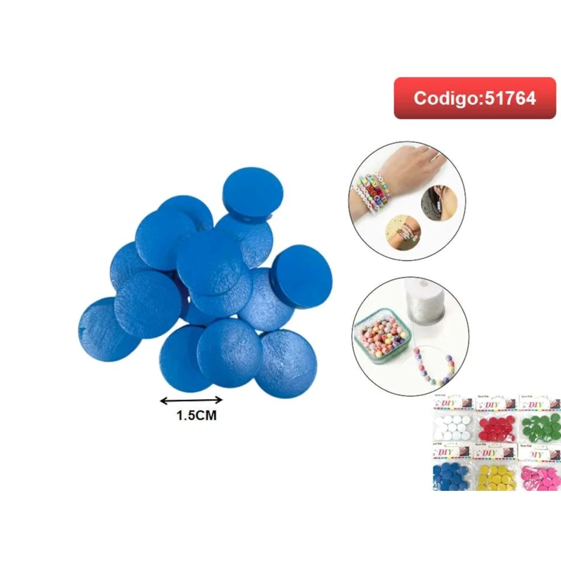 CUENTAS REDONDAS DE GOMA EVA COLOR AZUL 1.5CM 51764 - 1