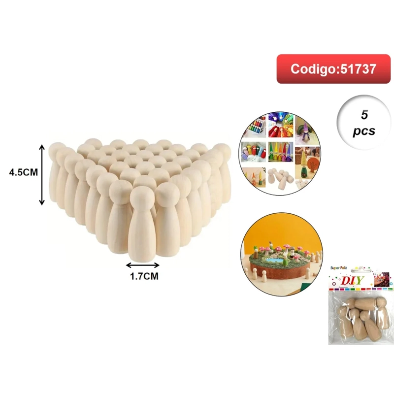 FIGURAS DE MADERA CON FORMA DE PERSONA 4.5X1.7CM 51737 - 1