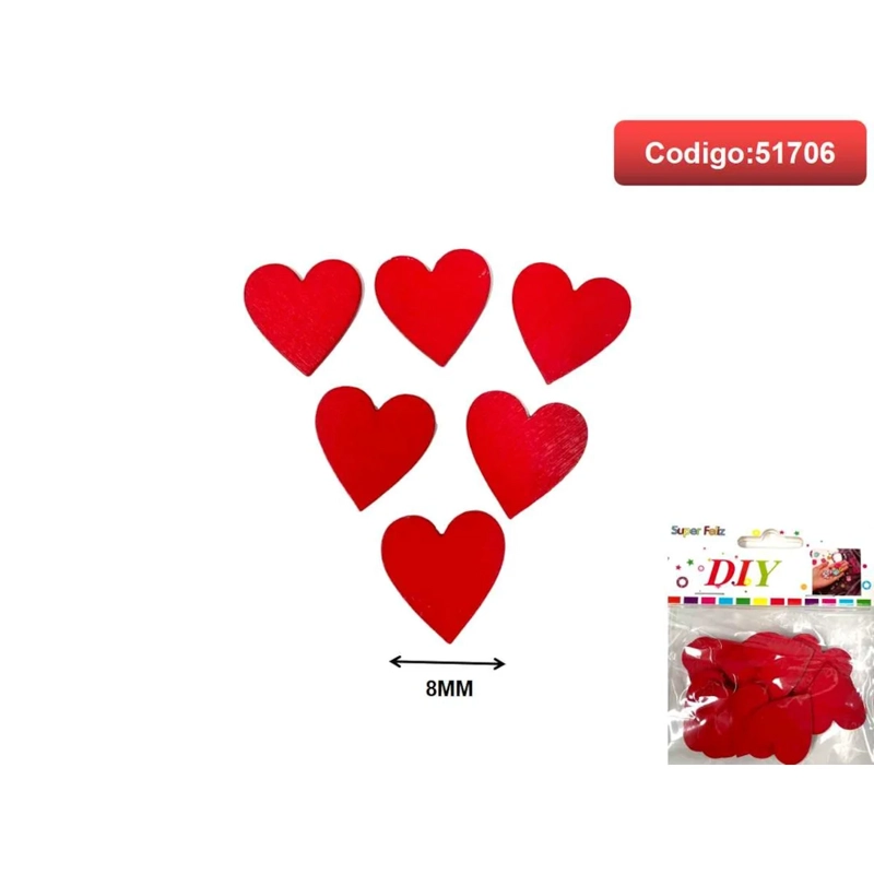 CORAZONES DE GOMA EVA COLOR ROJO 8MM 51706 - 1