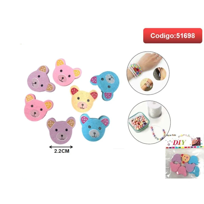 CUENTAS CON FORMA DE OSITO EN COLORES PASTEL 2.2CM 51698 - 1