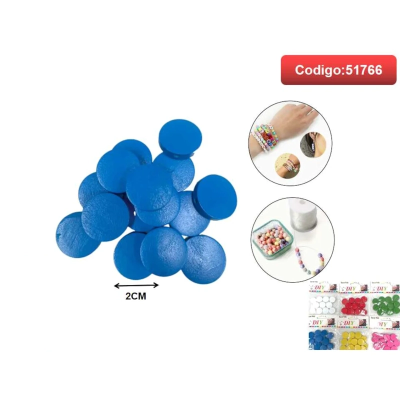 CUENTAS REDONDAS DE GOMA EVA COLOR AZUL 2CM 51766 - 1