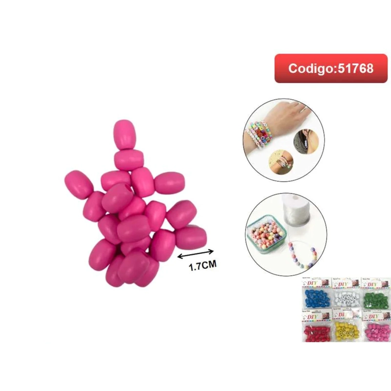 CUENTAS OVALADAS DE GOMA EVA COLOR FUCSIA 1.7CM 51768 - 1