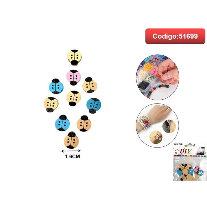CUENTAS CON FORMA DE MARIQUITA EN COLORES PASTEL 1.6CM 51699 - 1