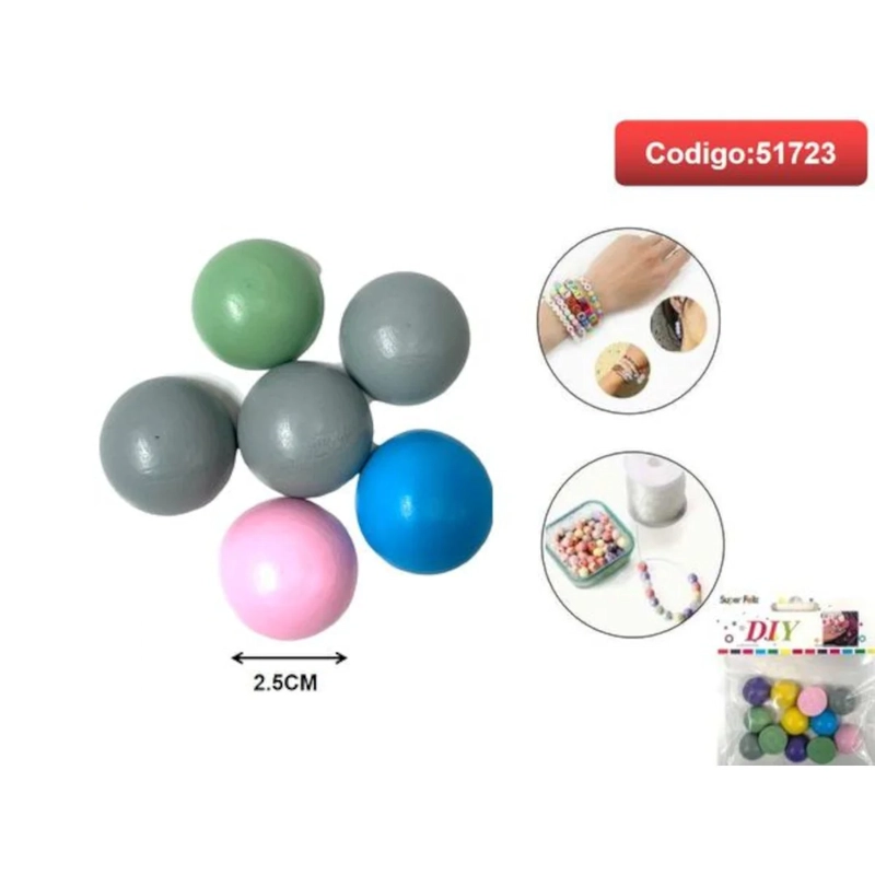 ESFERAS DE MADERA PINTADAS EN COLORES PASTEL 2.5CM 51723 - 1