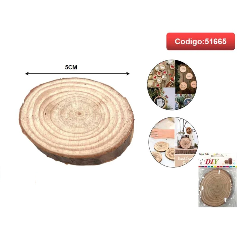 RODAJA DE MADERA COLOR NATURAL 5CM 51665 - 1
