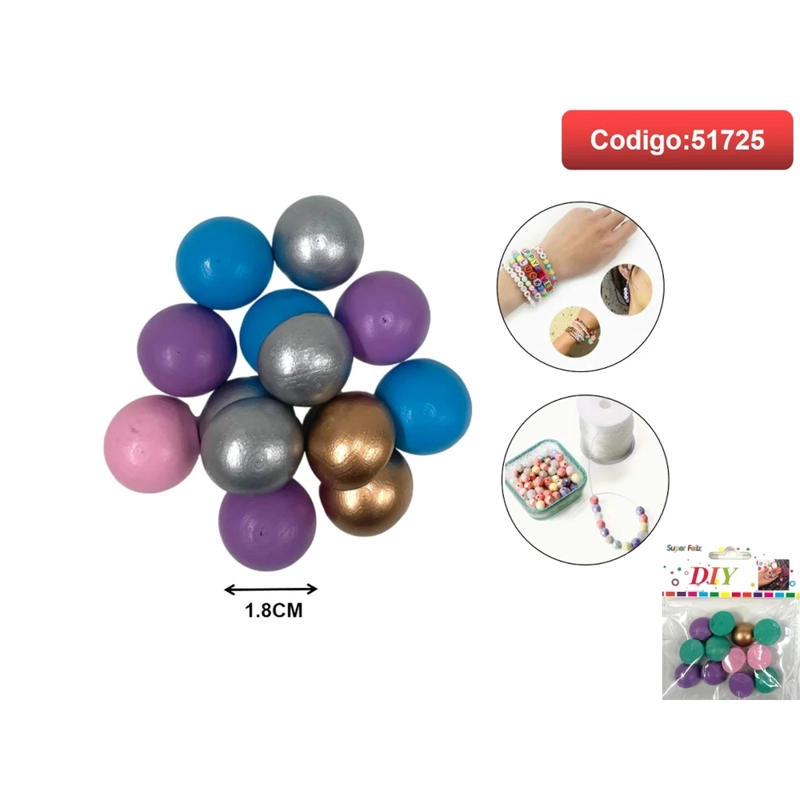 ESFERAS DE MADERA PINTADAS EN COLORES METALIZADOS 1.8CM 51725 - 1