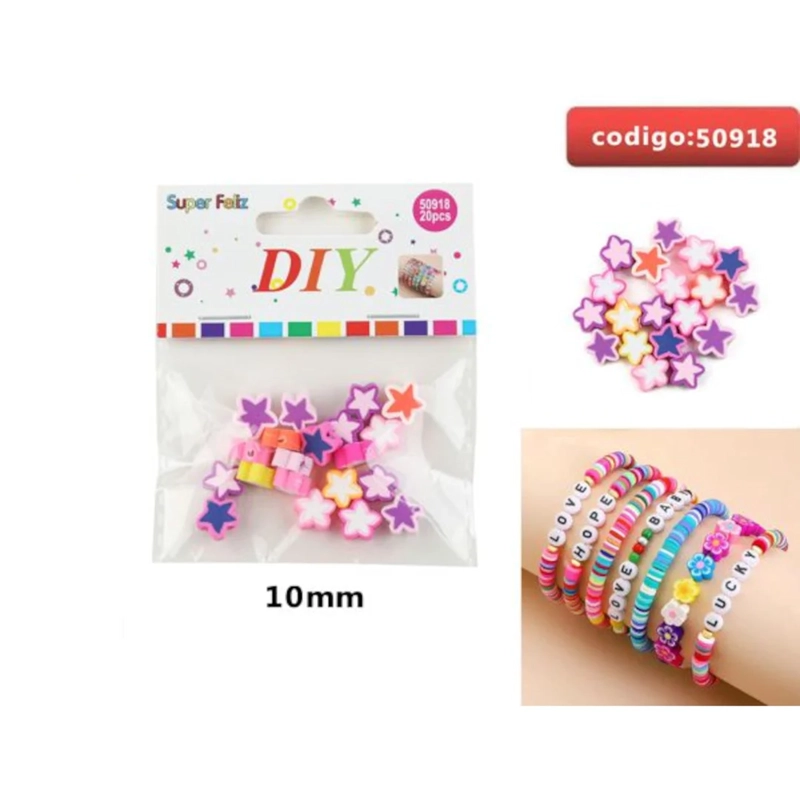 CUENTAS CON FORMA DE ESTRELLA PARA PULSERAS EN COLORES SURTIDOS 10MM 50918 - 1