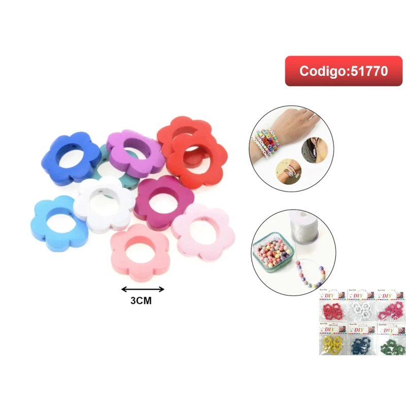 CUENTAS CON FORMA DE FLOR EN COLORES SURTIDOS 3CM 51770 - 1