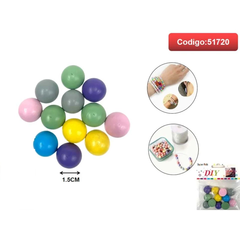 ESFERAS DE MADERA PINTADAS EN COLORES PASTEL 1.5CM 51720 - 1