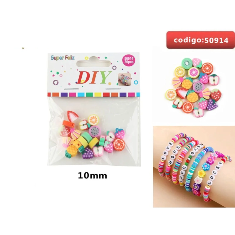 CUENTAS CON FORMA DE FRUTA PARA PULSERAS EN COLORES SURTIDOS 10MM 50914 - 1