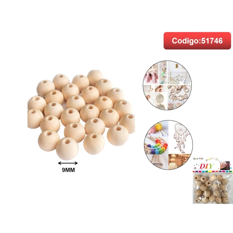 CUENTAS DE MADERA CON FORMA DE CUPULA 9MM 51746 - 1