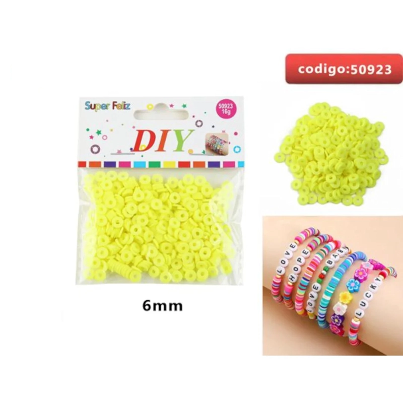CUENTAS TIPO DISCO COLOR AMARILLO NEON 6MM 50923 - 1