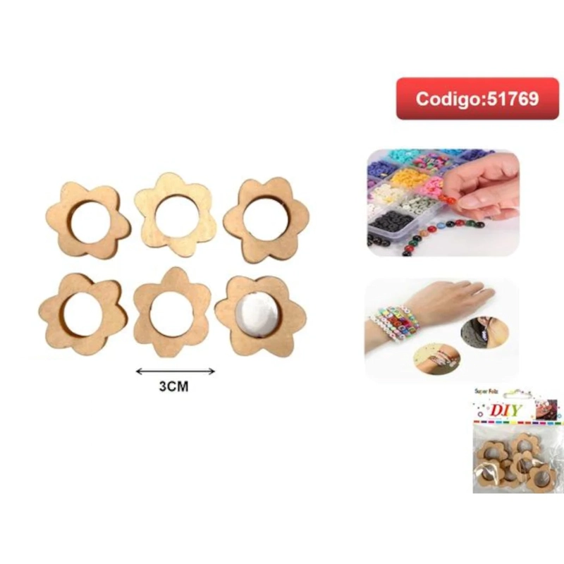 CUENTAS DE MADERA CON FORMA DE FLOR 3CM 51769 - 1