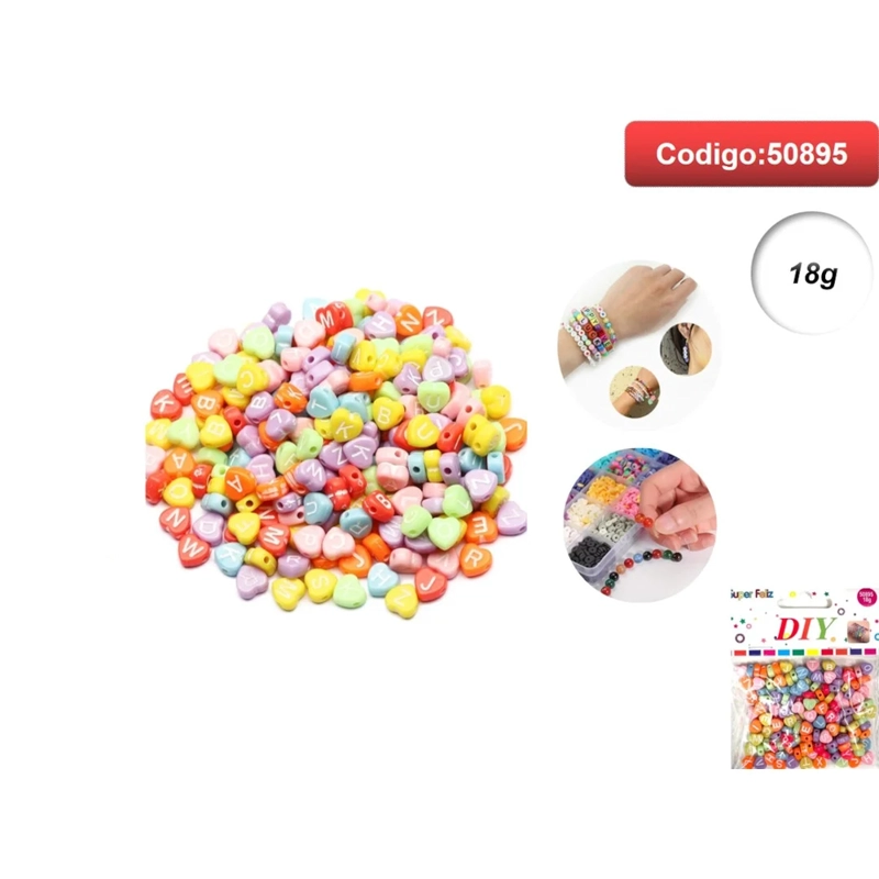 CUENTAS CON FORMA DE CORAZON EN COLORES PASTEL 50895 - 1