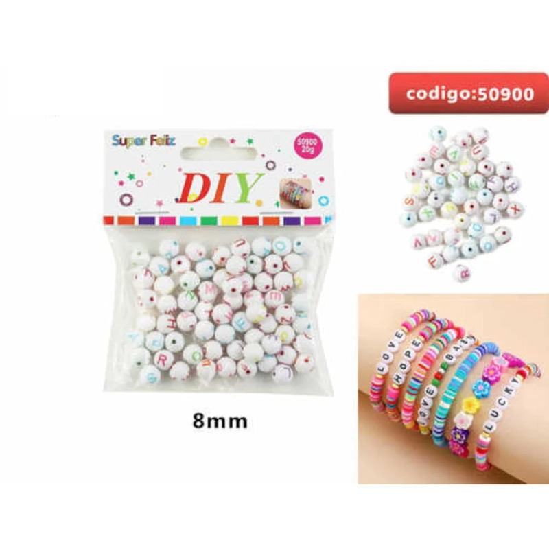 CUENTAS REDONDAS CON ESTAMPADO FLORAL Y DE ANIMALITOS PARA PULSERAS 8MM 50900 - 1