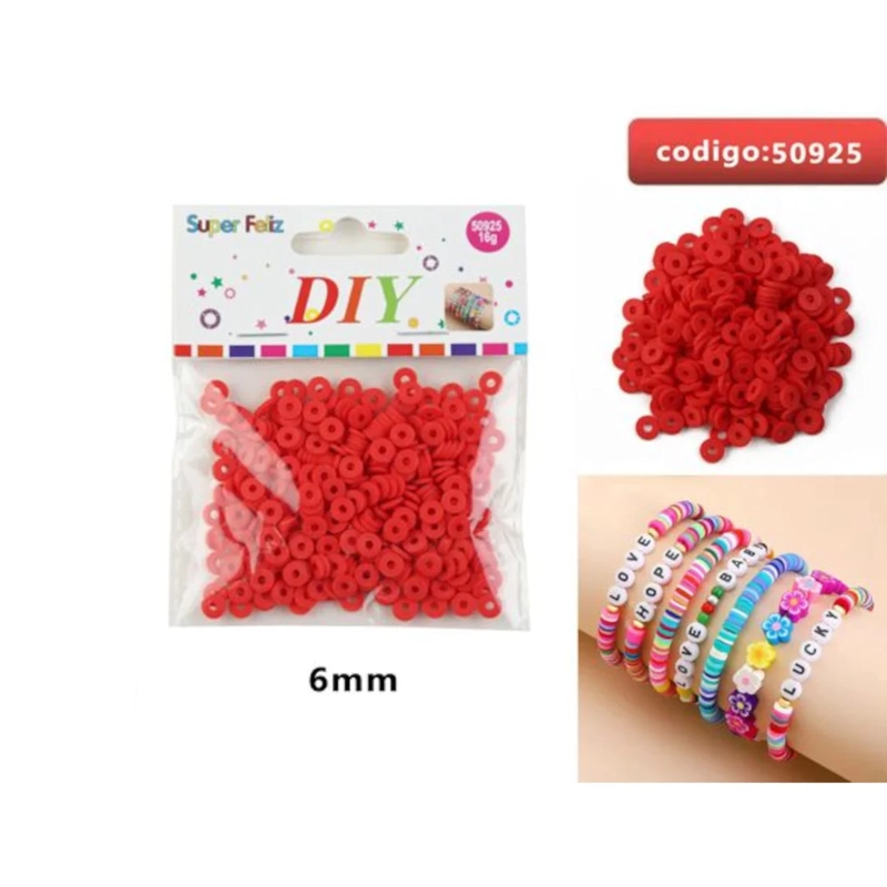 CUENTAS TIPO DISCO COLOR ROJO 6MM 50925 - 1