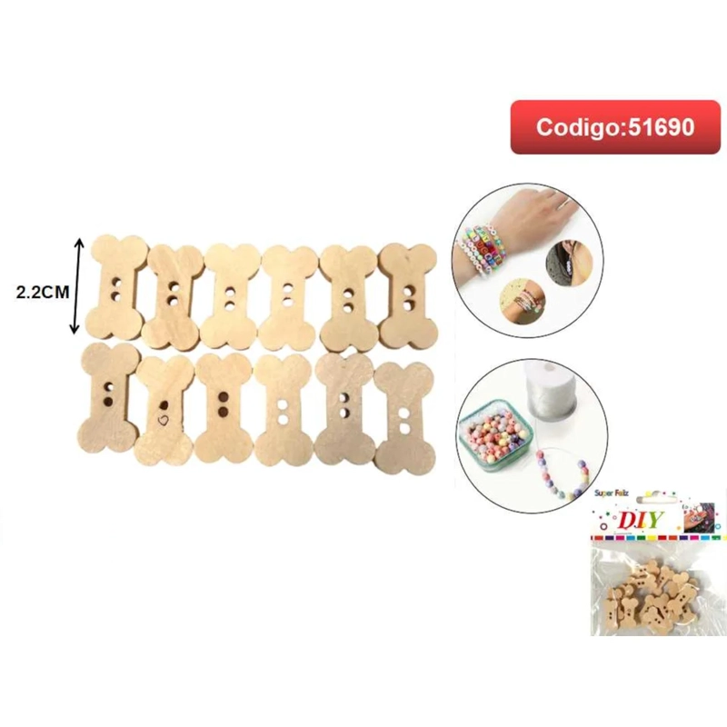 CUENTAS DE MADERA CON FORMA DE HUESITO 2.2CM 51690 - 1