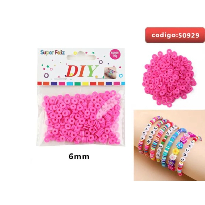 CUENTAS TIPO DISCO COLOR FUCSIA 6MM 50929 - 1